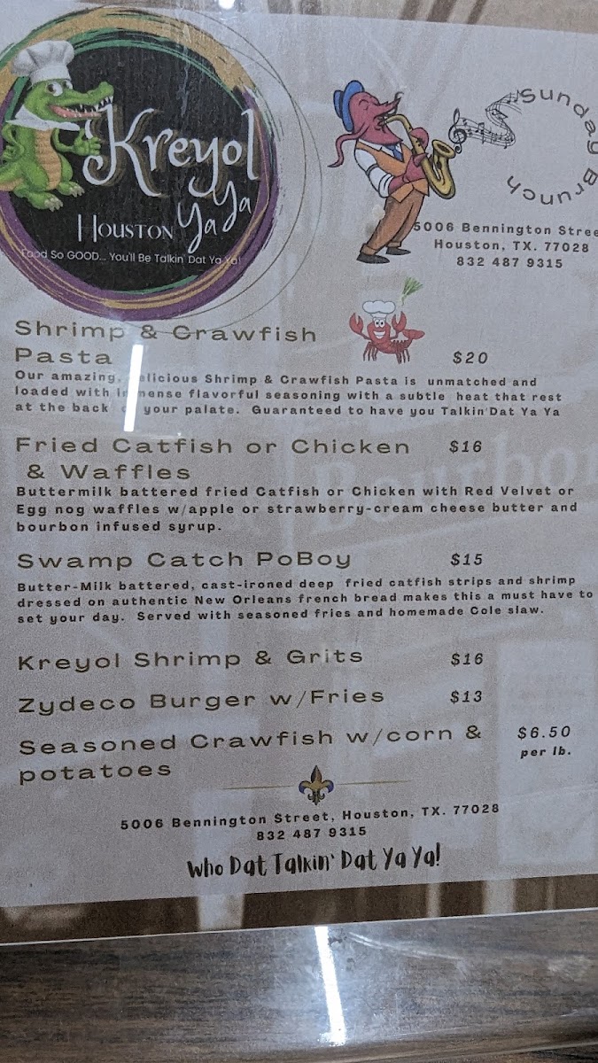 Kreyol Ya Ya menu board