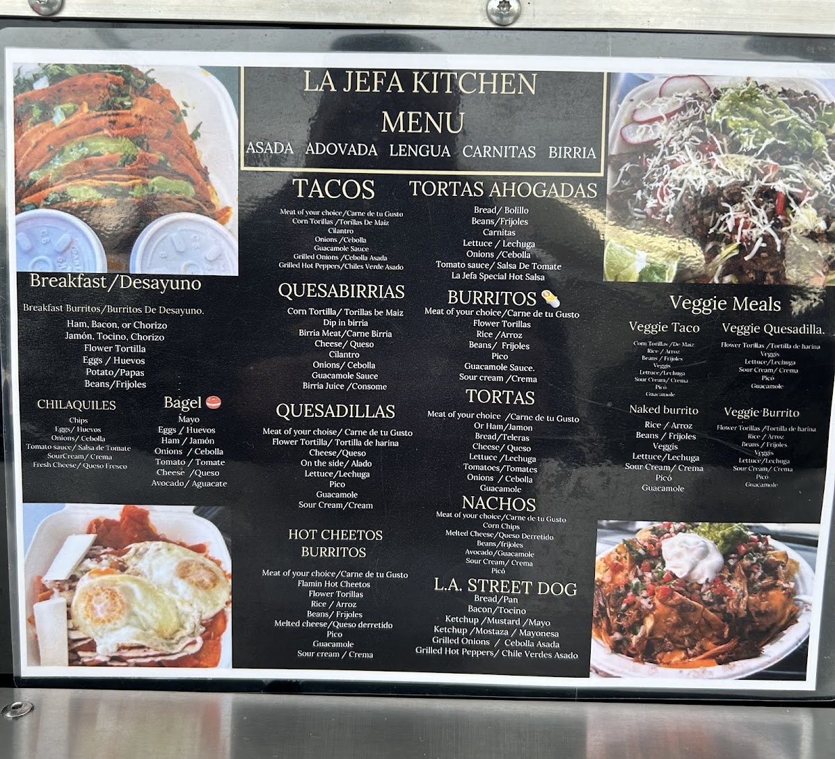 La Jefa Kitchen menu board