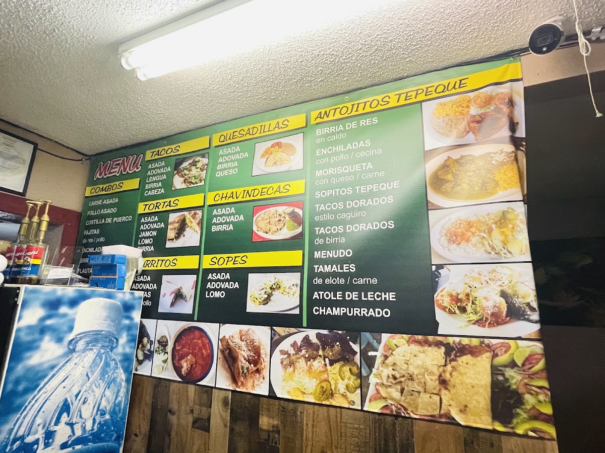 Taqueria Tepeque menu board