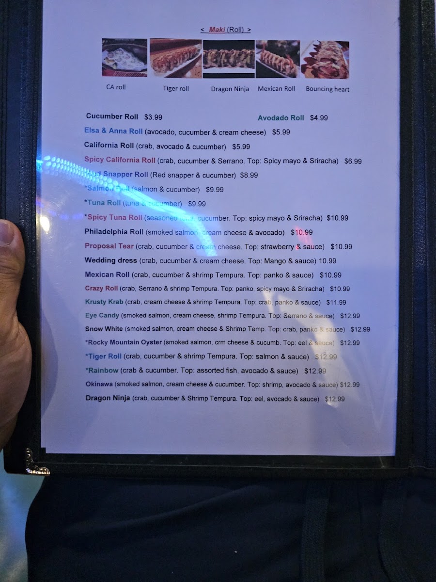 Sake Express Grandview menu board