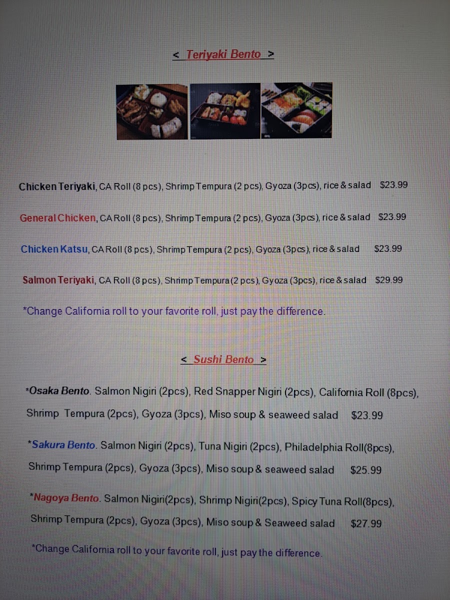 Sake Express Grandview menu board