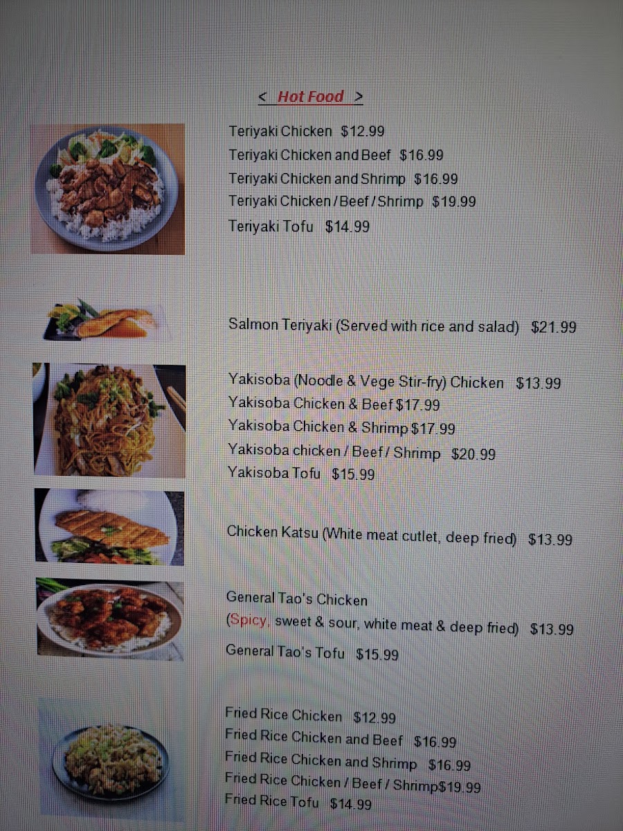 Sake Express Grandview menu board