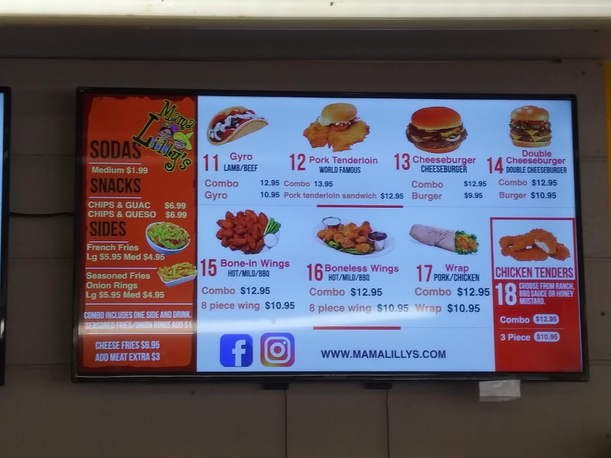 Mama Lilly's menu board
