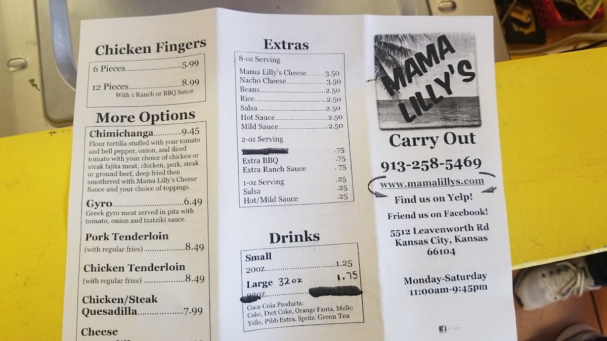 Mama Lilly's menu board