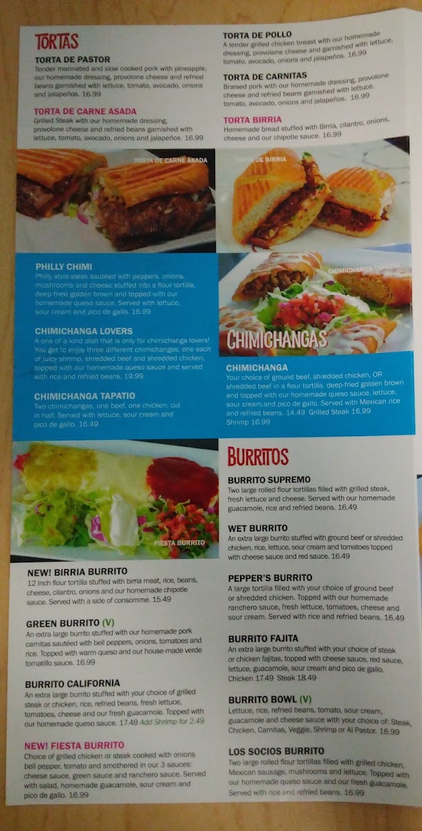Pepper’s Mexican Grill and Cantina menu board
