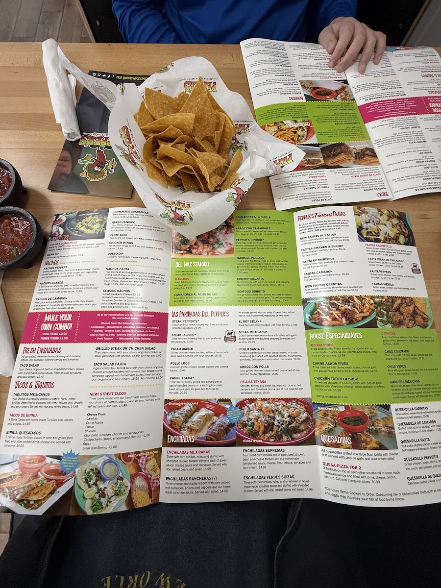 Pepper’s Mexican Grill and Cantina menu board