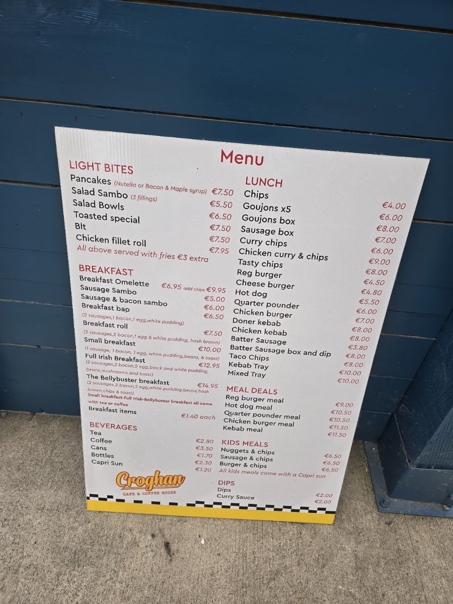 Croghan Cafe & Coffee House menu board