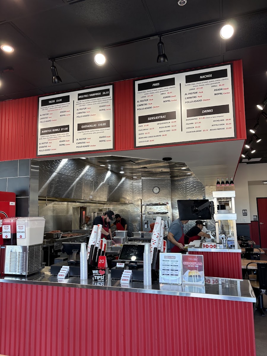 Taco Cinco menu board