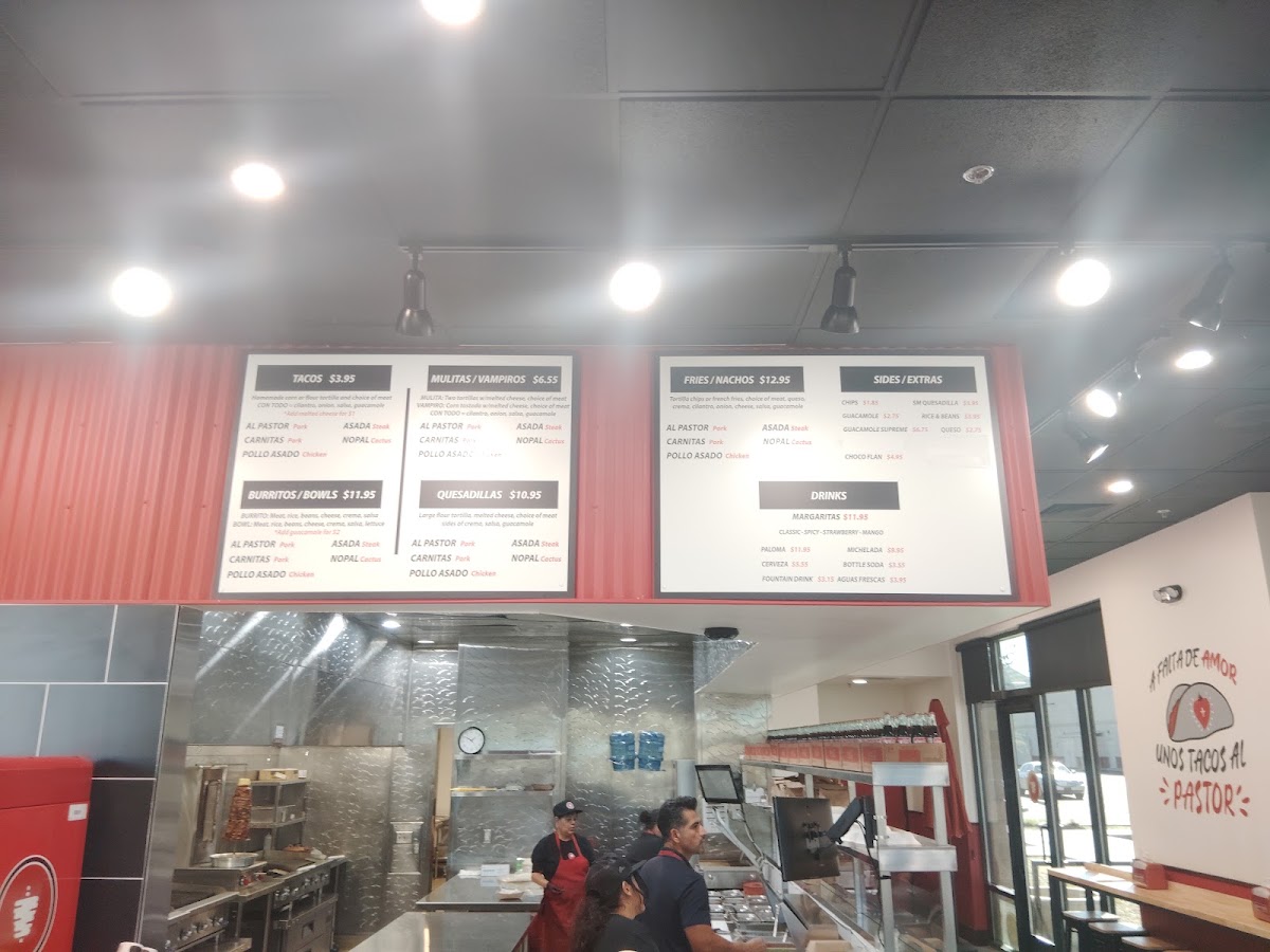 Taco Cinco menu board