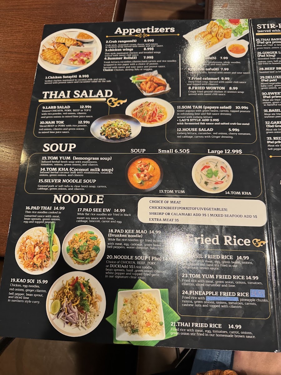 Thai Table menu board
