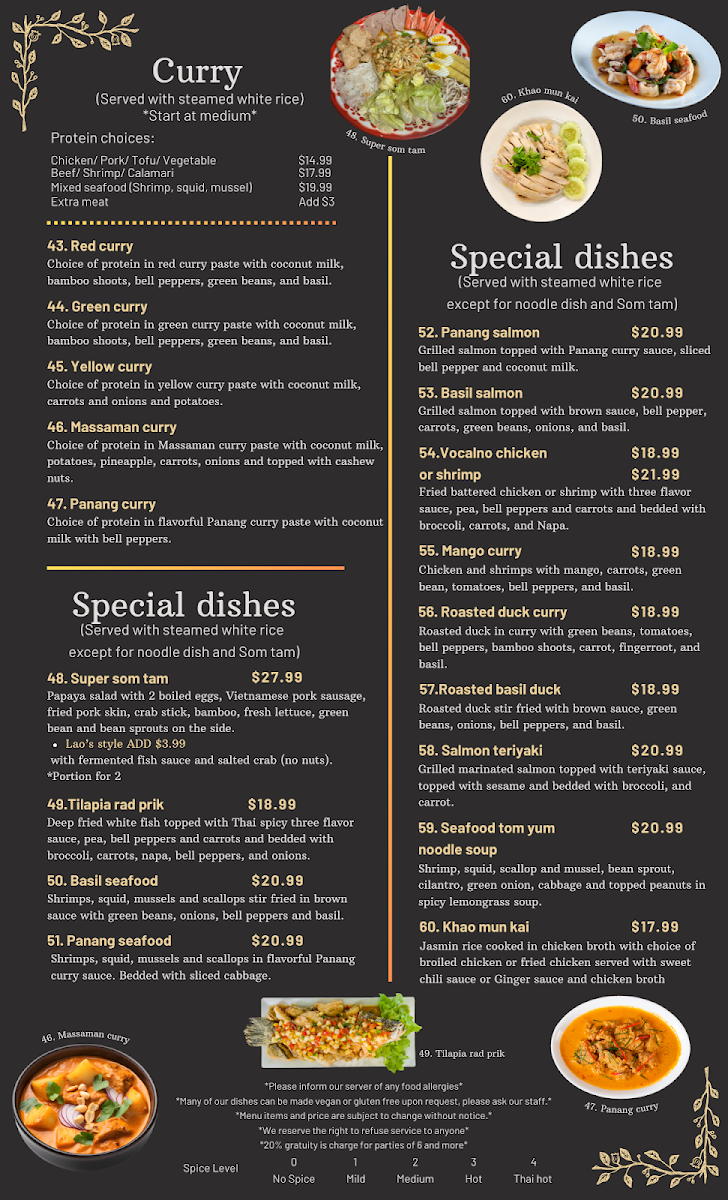 Thai Table menu board