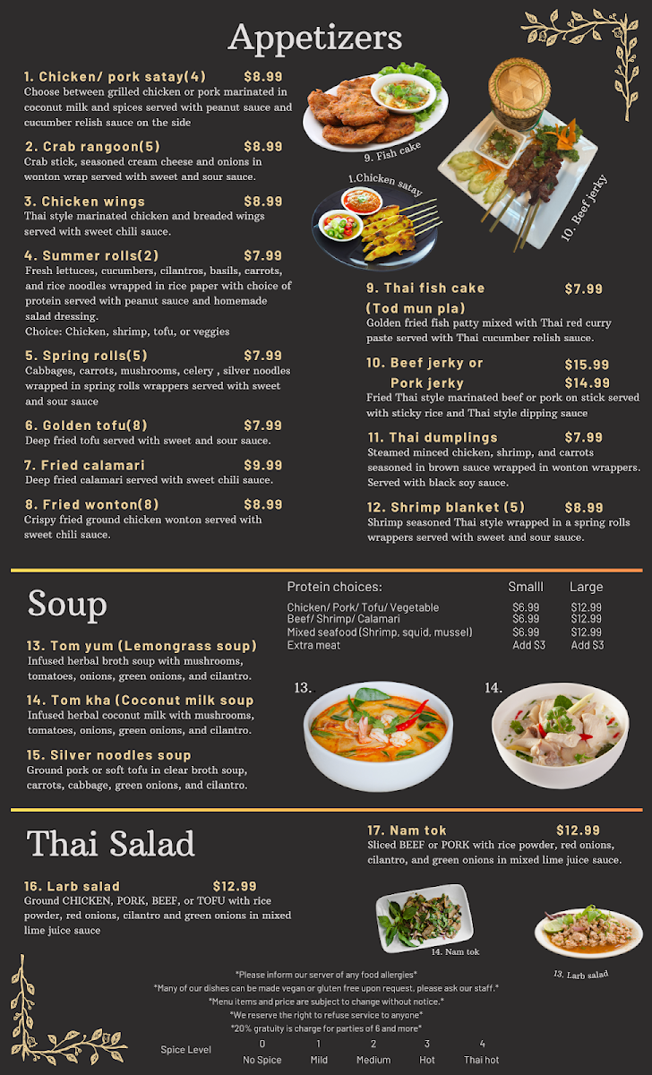 Thai Table menu board