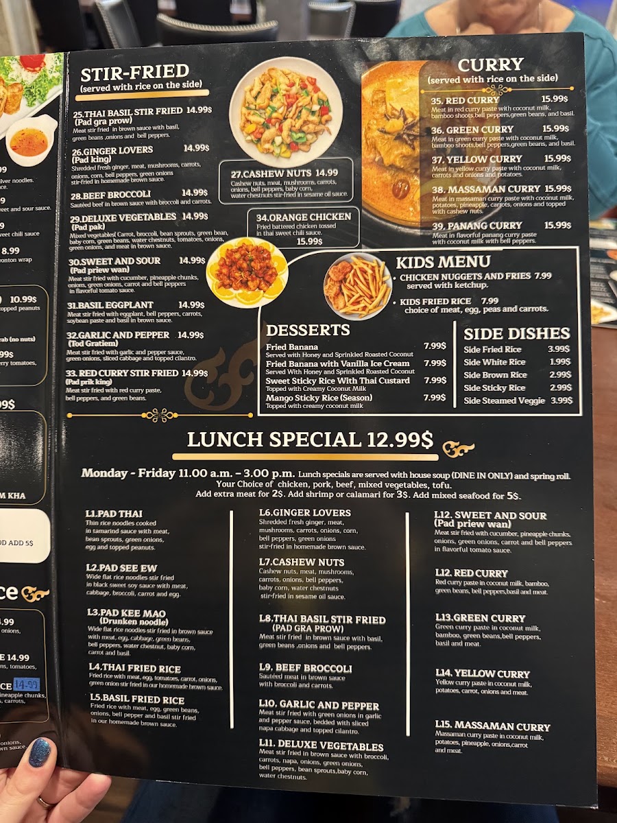 Thai Table menu board
