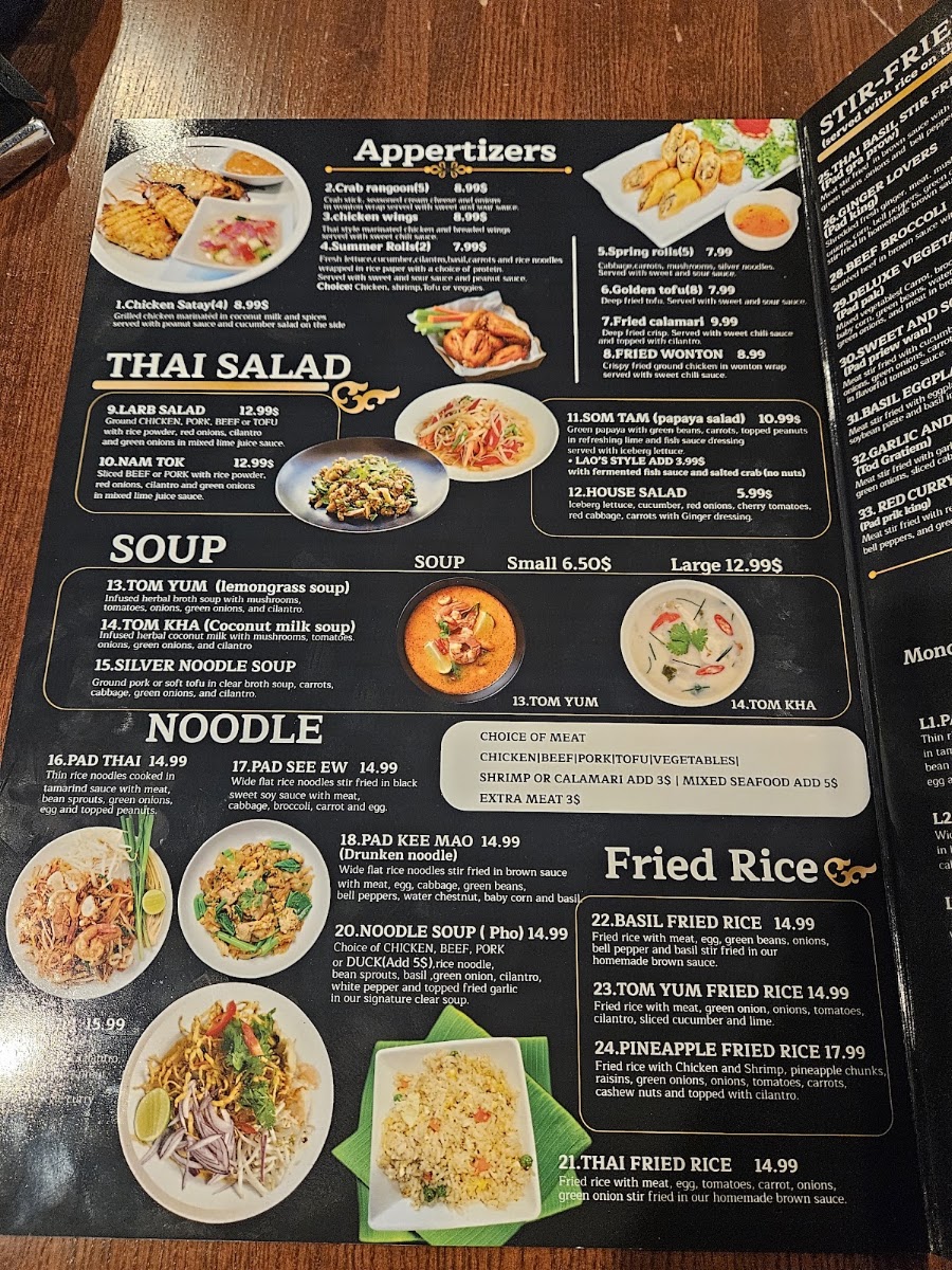 Thai Table menu board