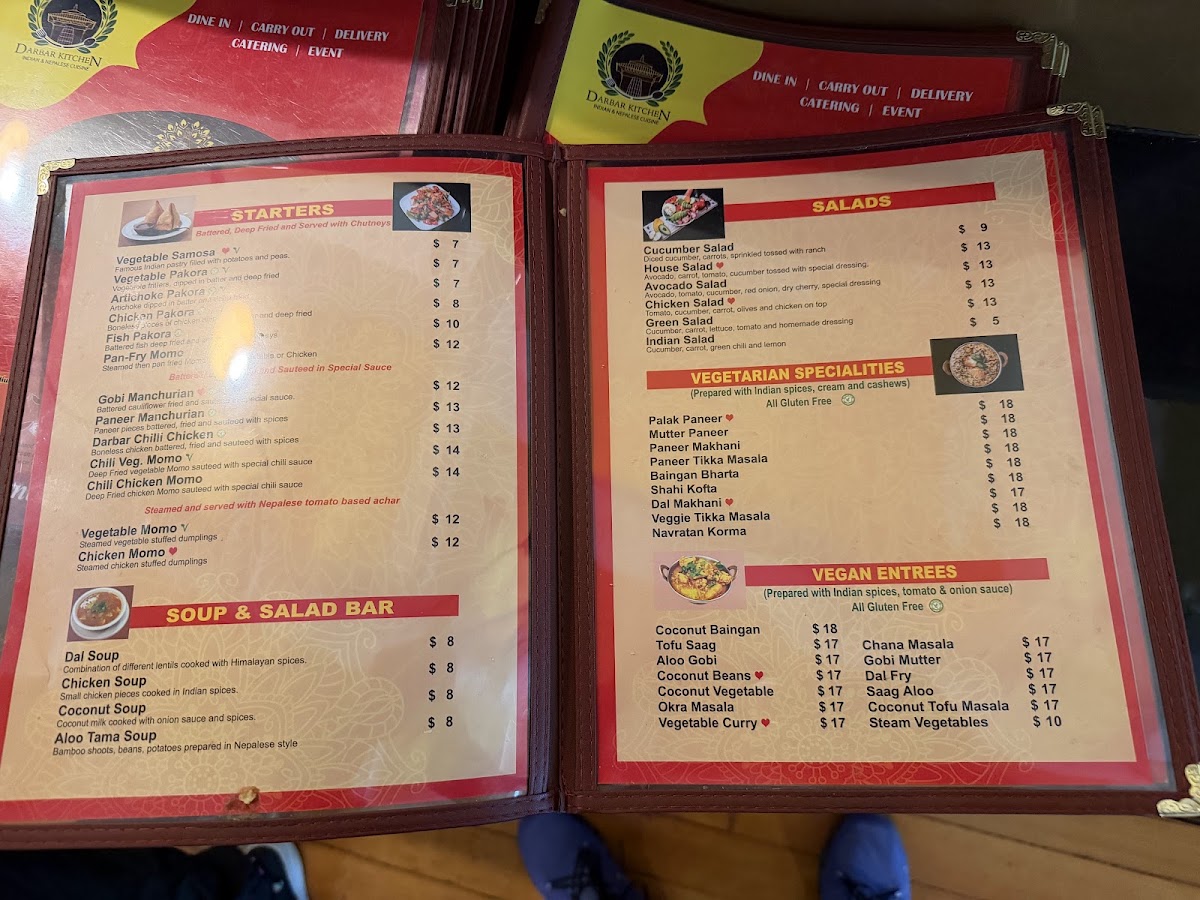 Darbar Kitchen menu board
