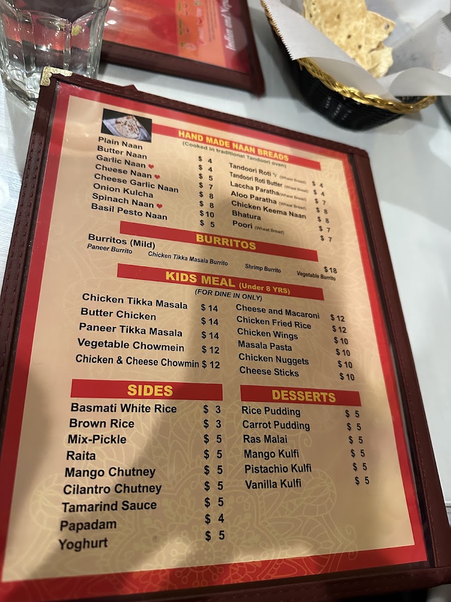 Darbar Kitchen menu board