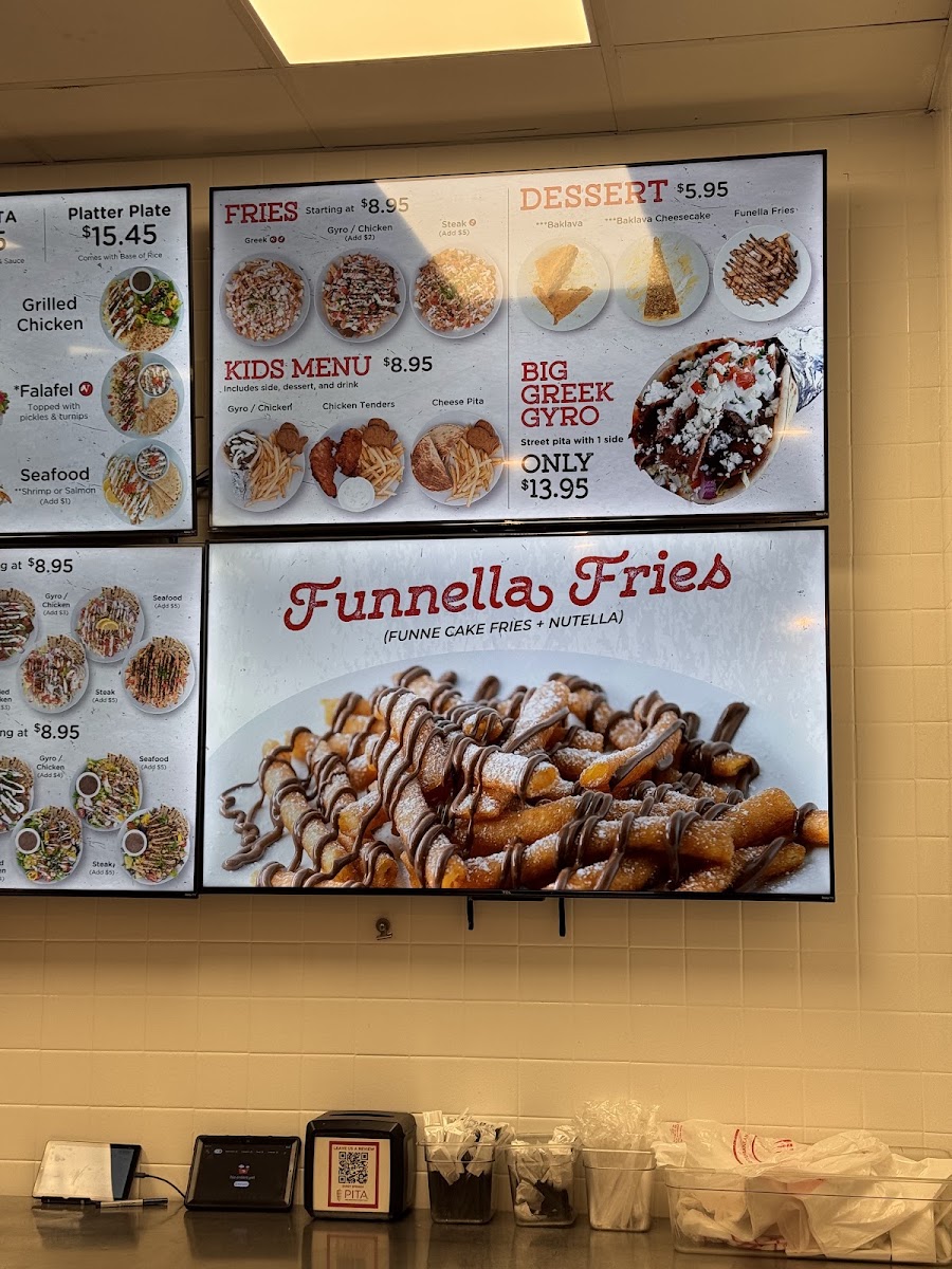 PITA Mediterranean Street Food - Dunwoody menu board