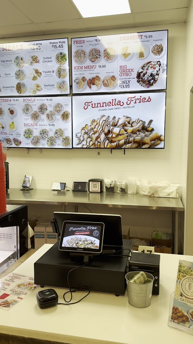 PITA Mediterranean Street Food - Dunwoody menu board