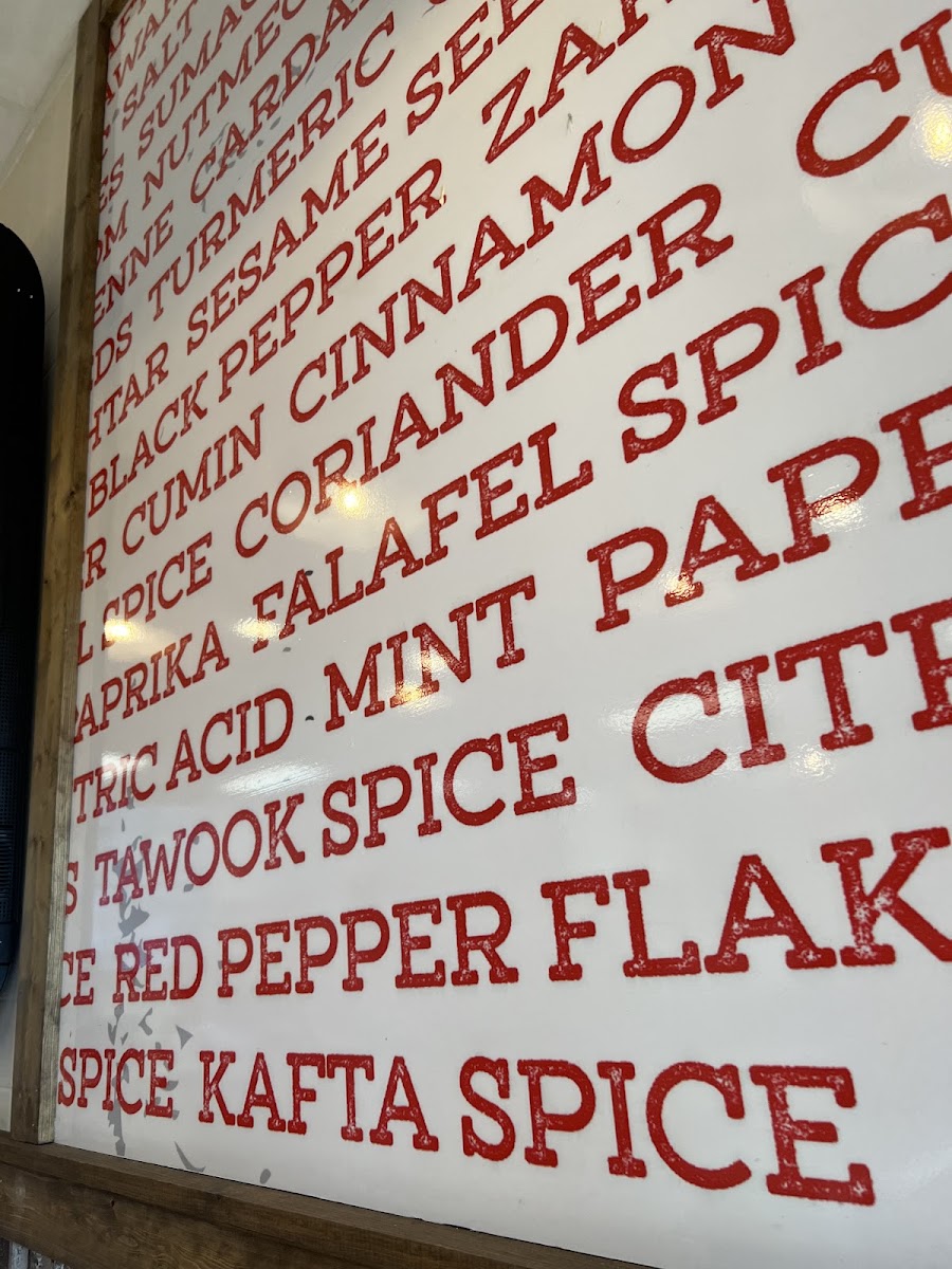 PITA Mediterranean Street Food - Dunwoody menu board