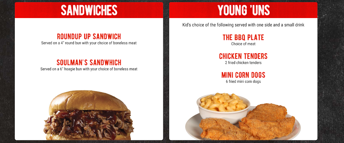 Soulman's Bar-B-Que menu board