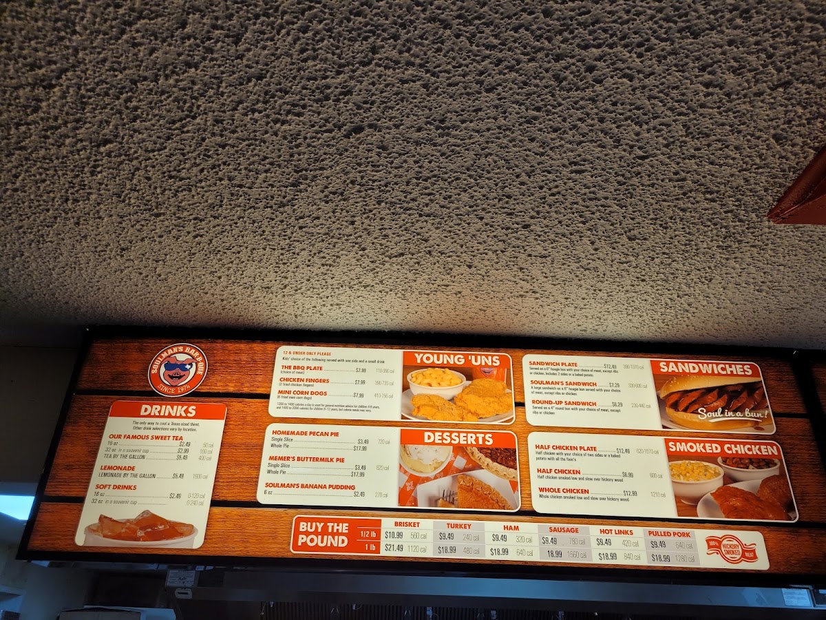 Soulman's Bar-B-Que menu board
