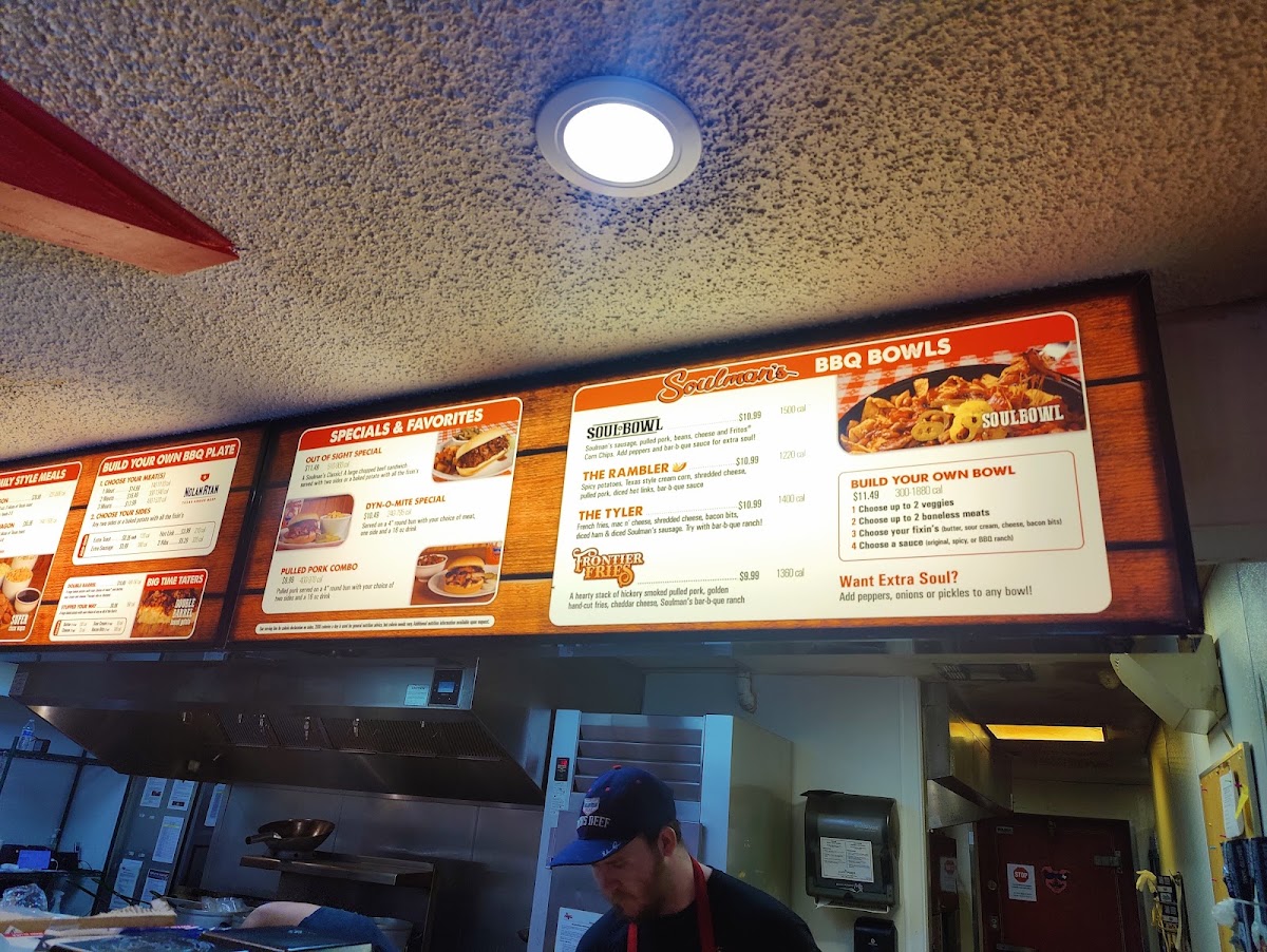 Soulman's Bar-B-Que menu board