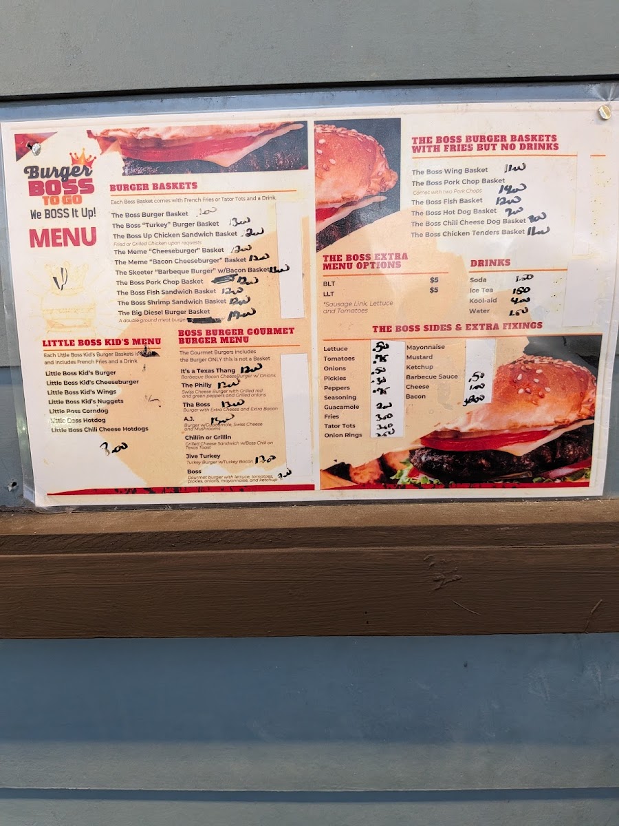 Burger Boss menu board