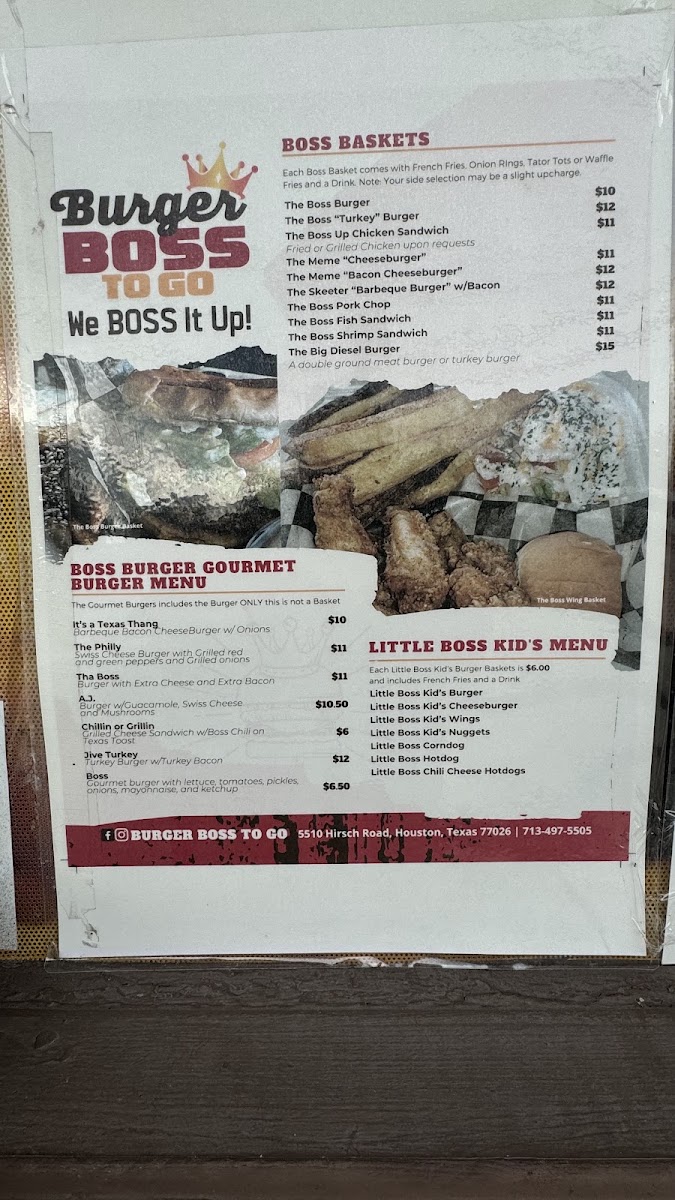 Burger Boss menu board