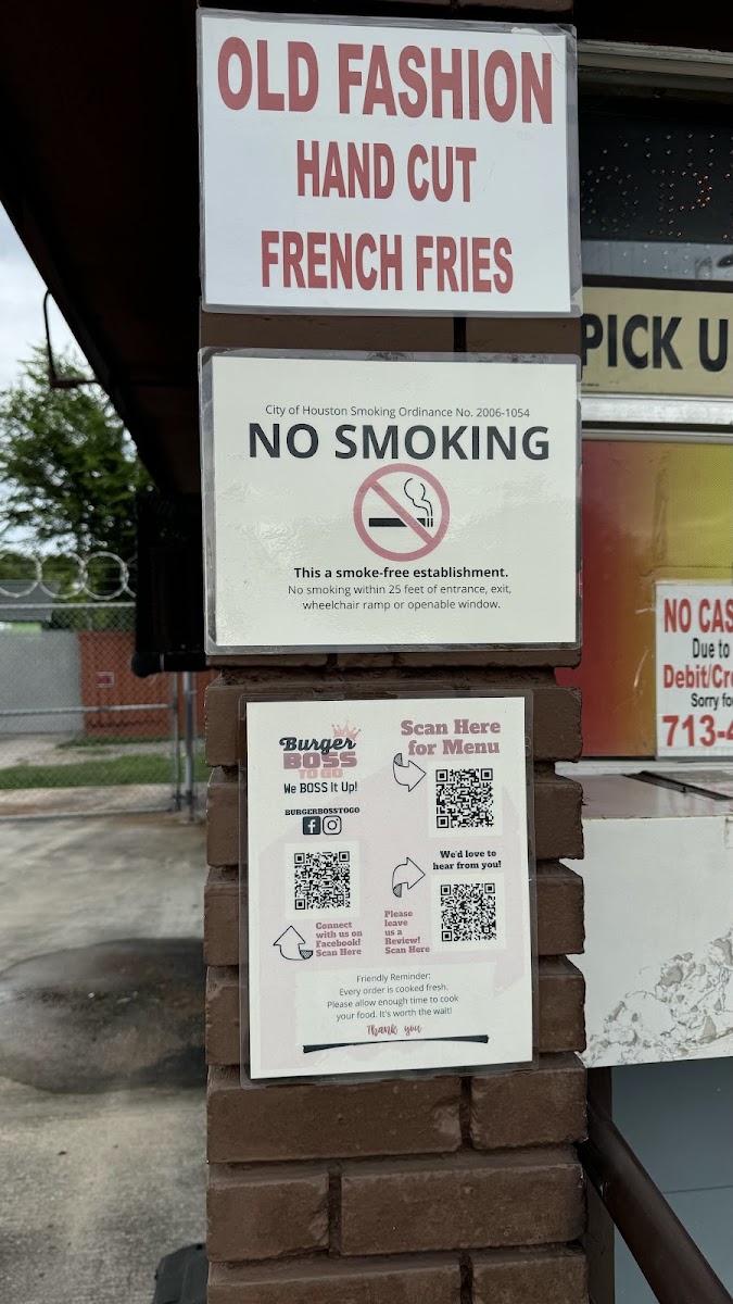 Burger Boss menu board