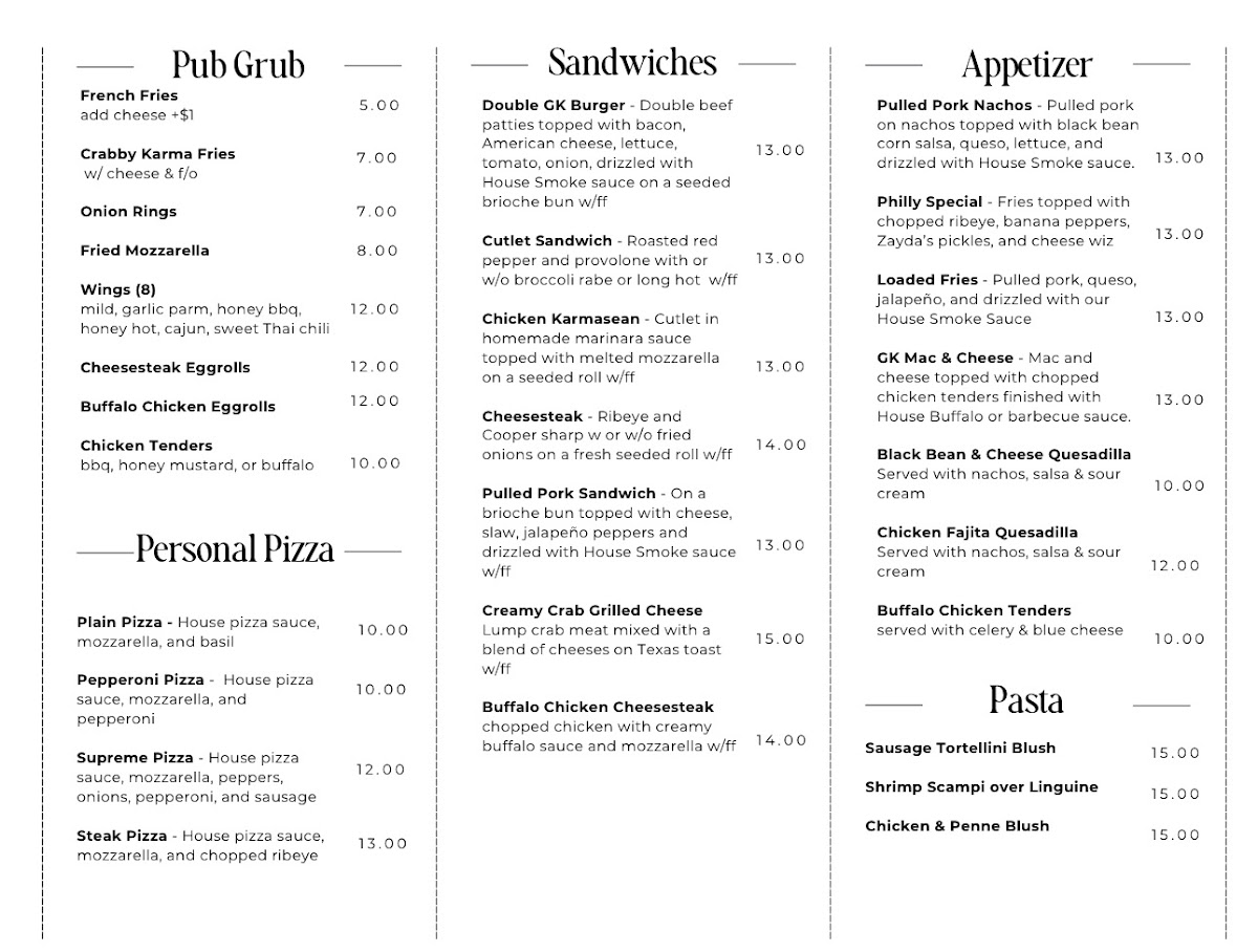 Good Food Good Karma menu board
