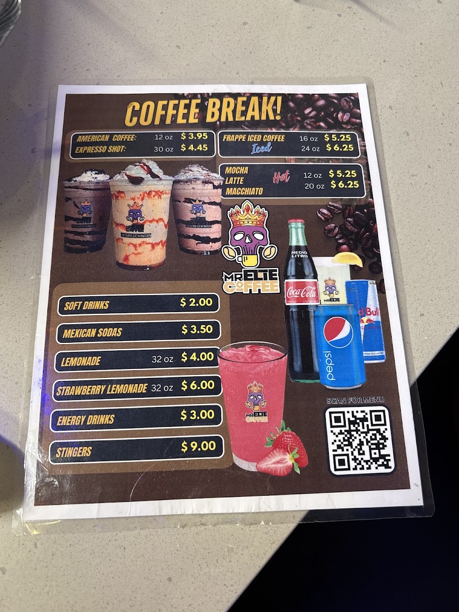 Elite Core Cuisine menu board