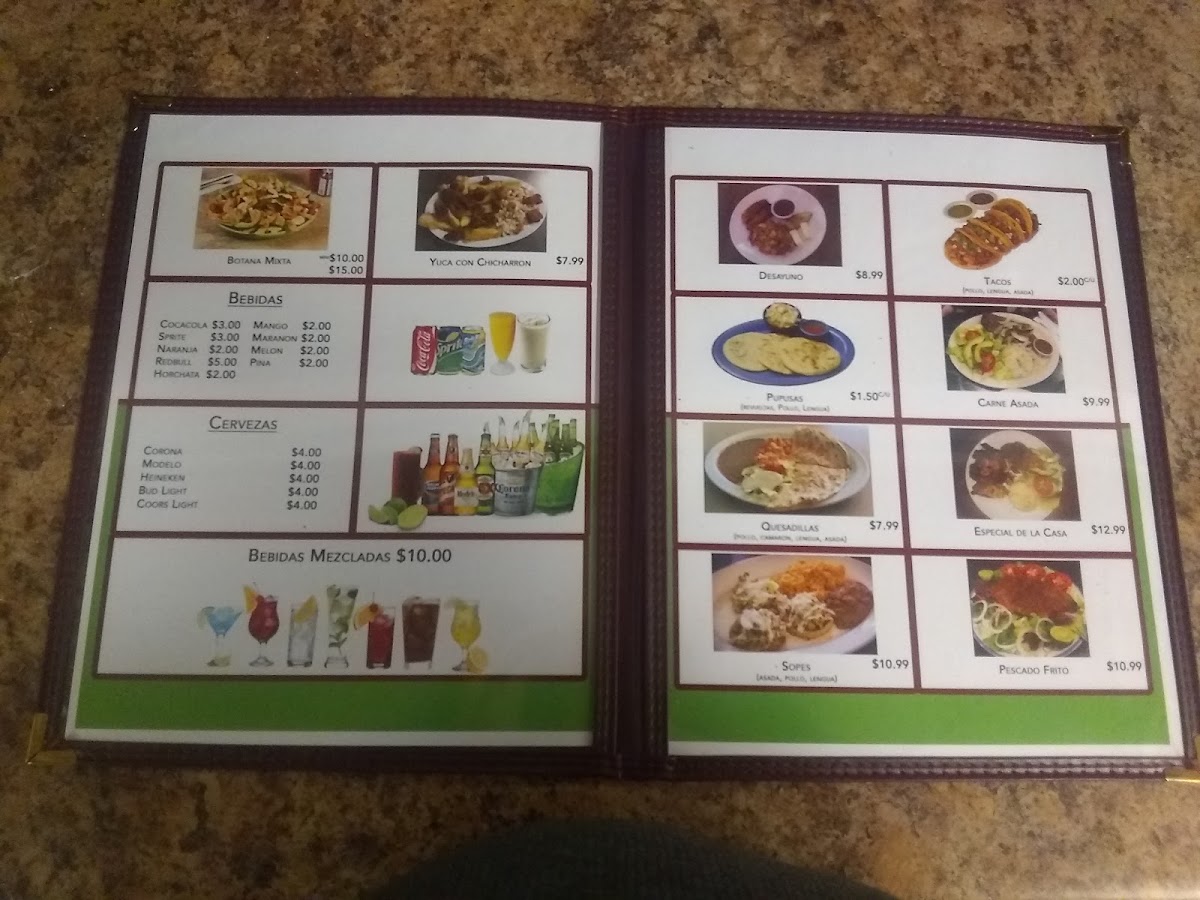 La Catrina Restaurant & Night Club menu board