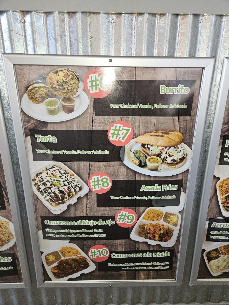 Chote's Tacos menu board