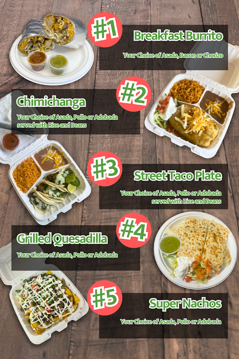 Chote's Tacos menu board