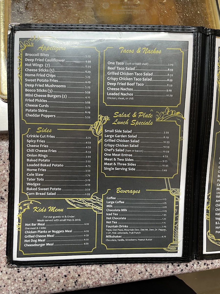 Opal’s Restaurant menu board