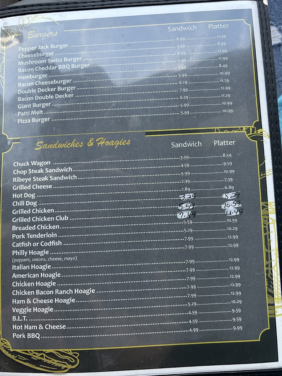 Opal’s Restaurant menu board
