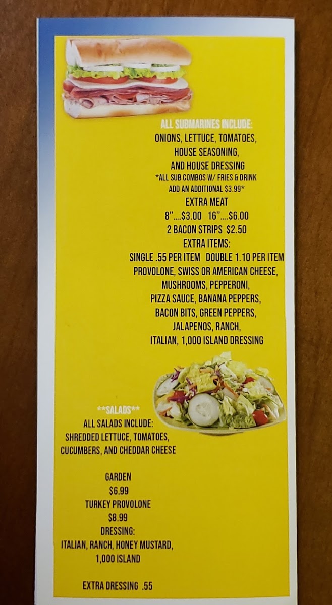 D'lish Restaurant and Catering menu board