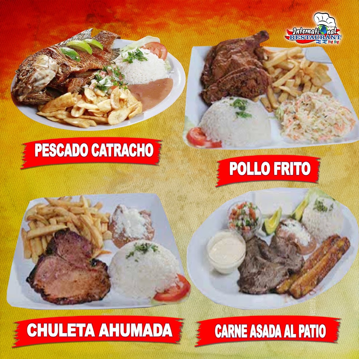 International Restaurant Inc menu board