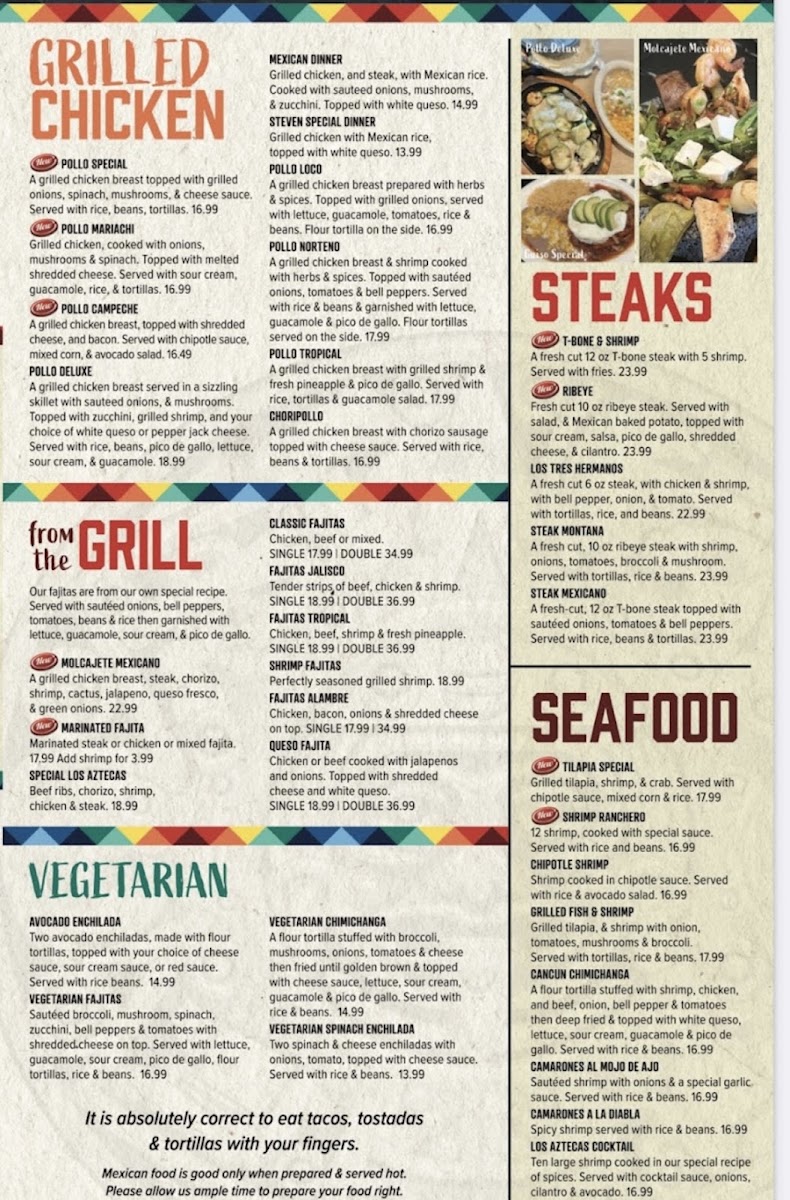Los Aztecas Restaurant 2 menu board