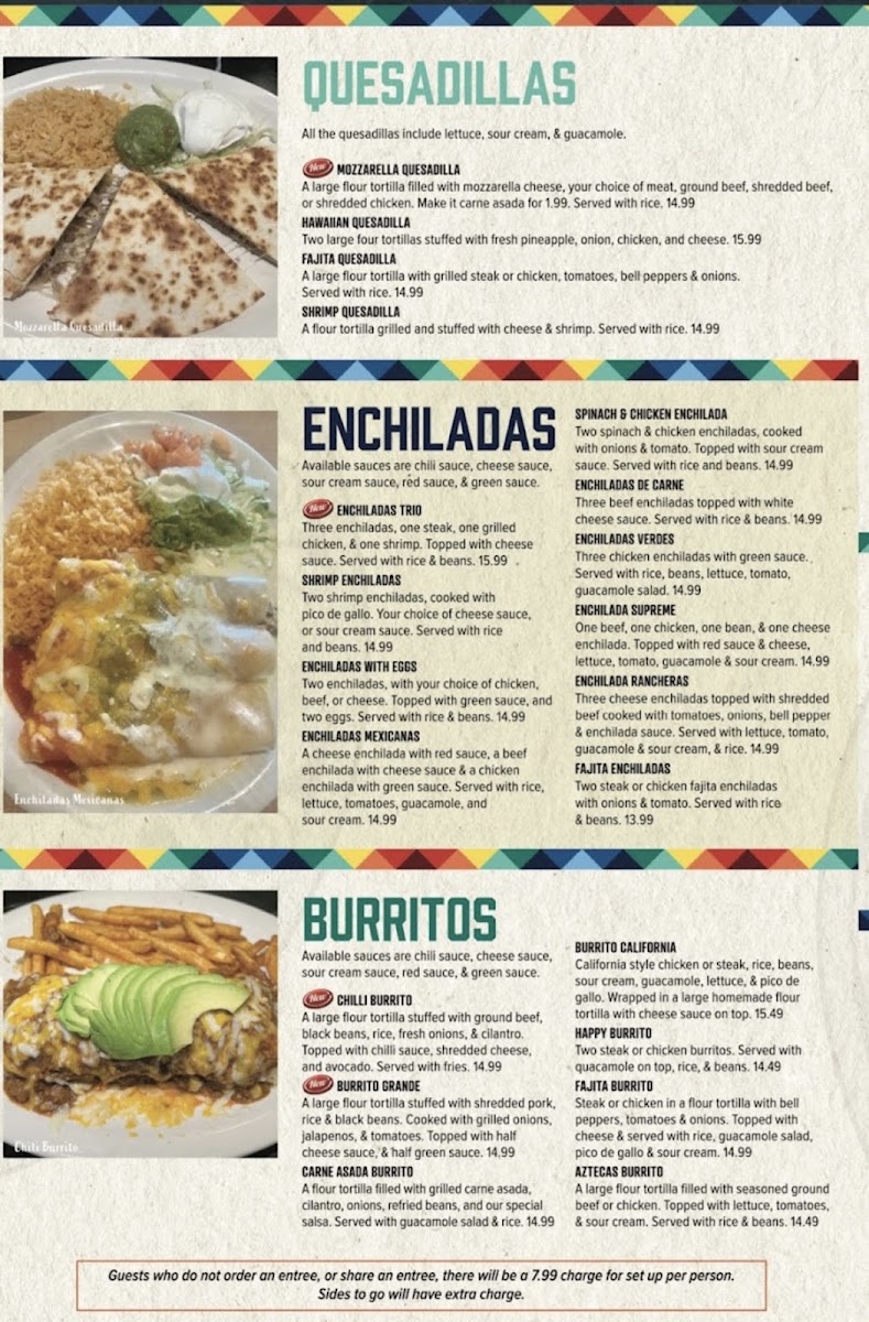 Los Aztecas Restaurant 2 menu board