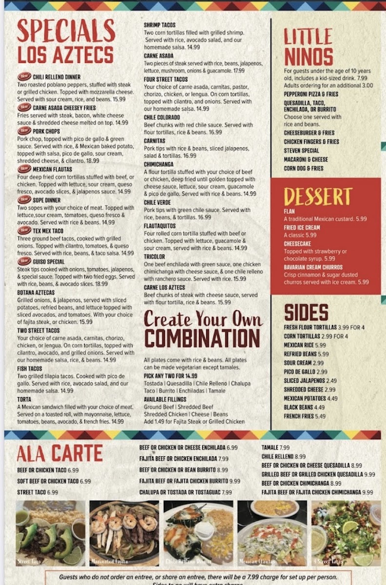 Los Aztecas Restaurant 2 menu board
