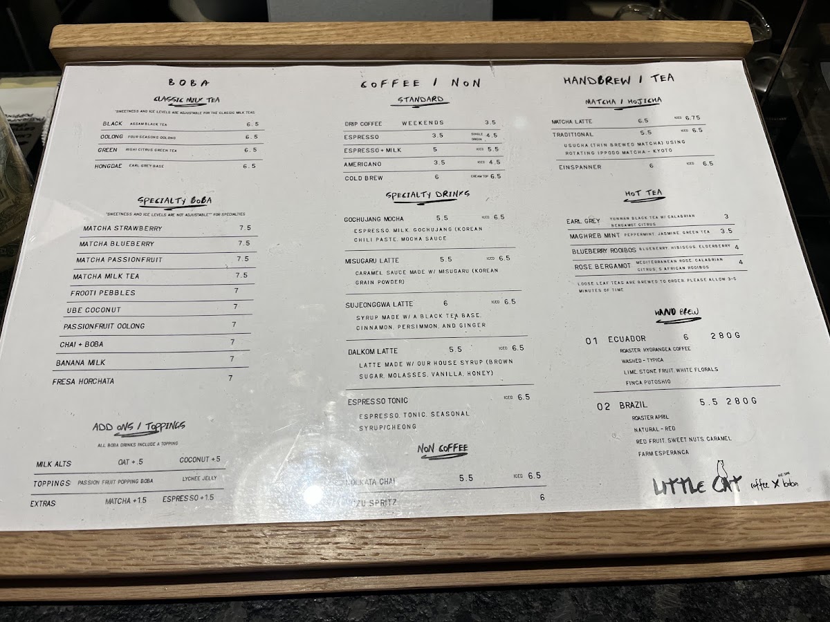 Little Cat menu board
