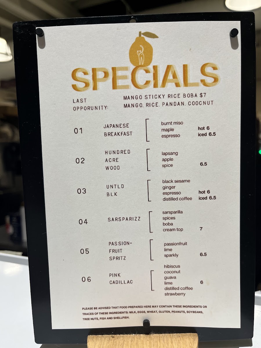 Little Cat menu board