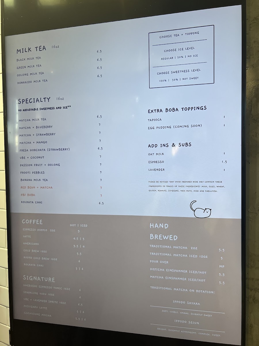 Little Cat menu board