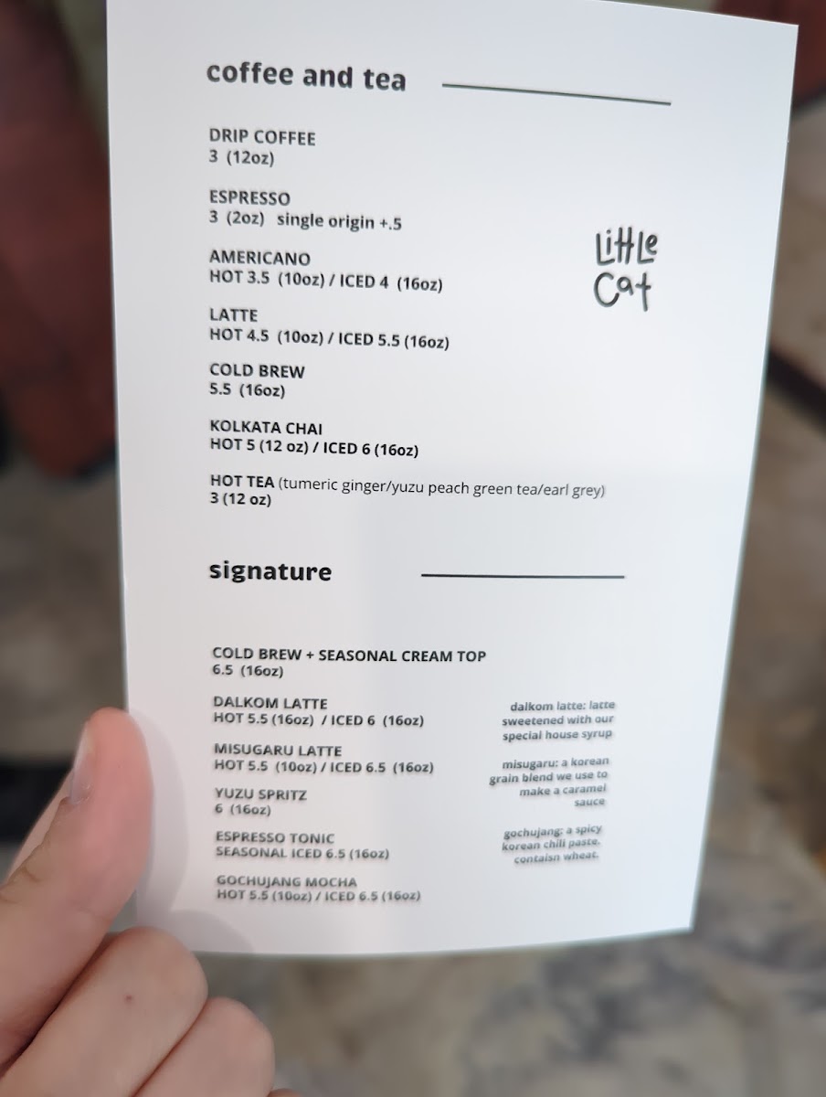 Little Cat menu board