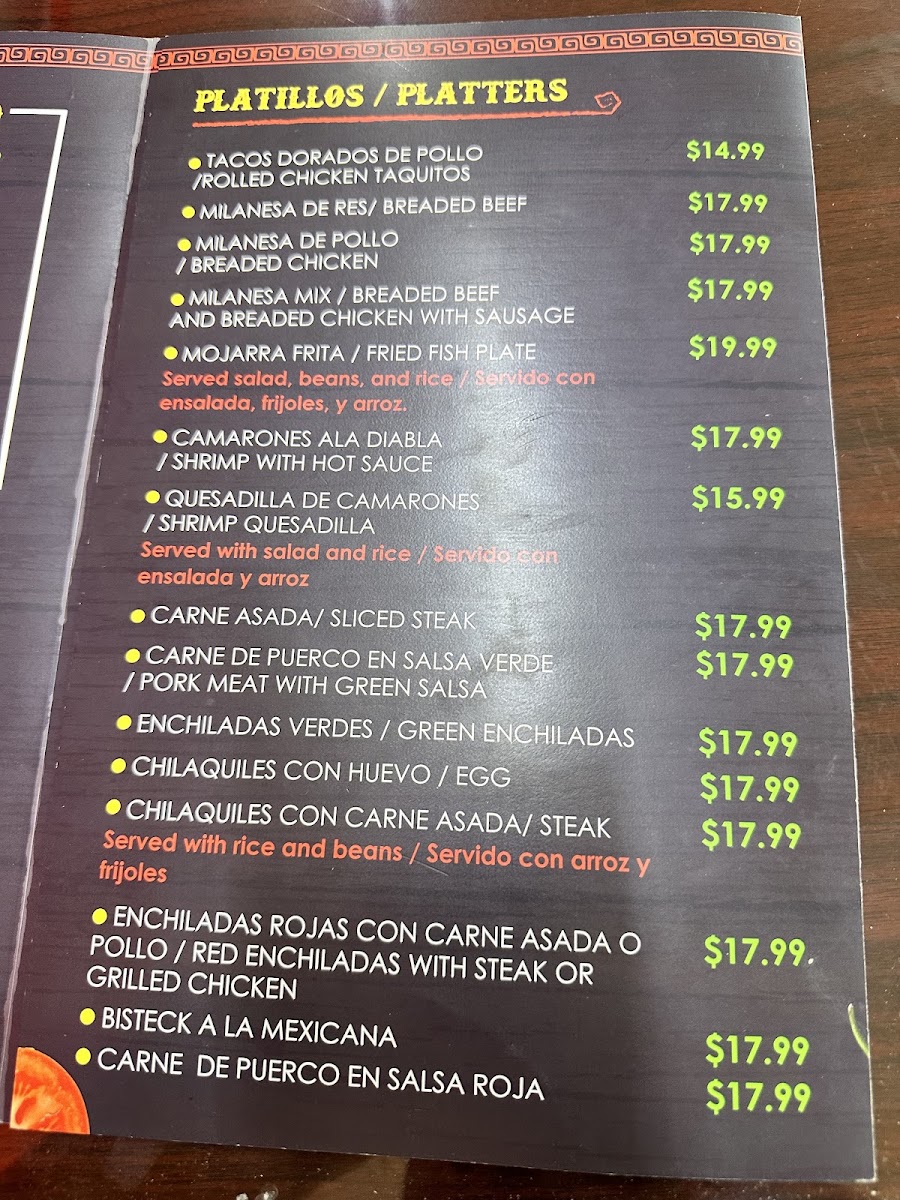 La Regia menu board