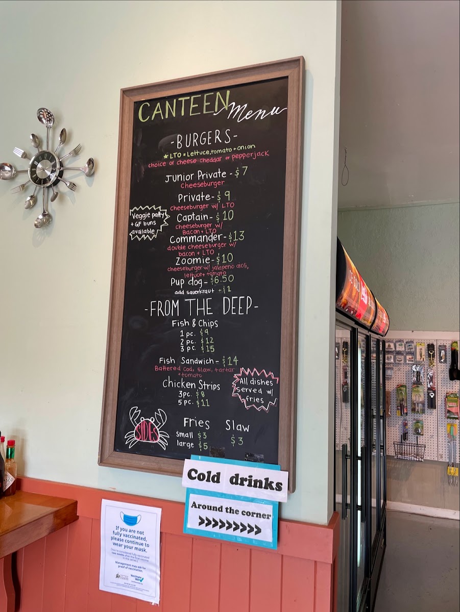 Cable House Canteen menu board