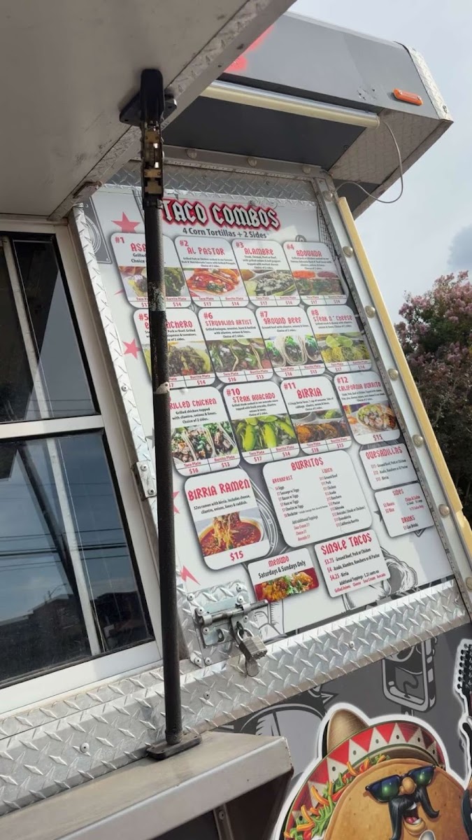 Rock N Taco Restaurant menu board