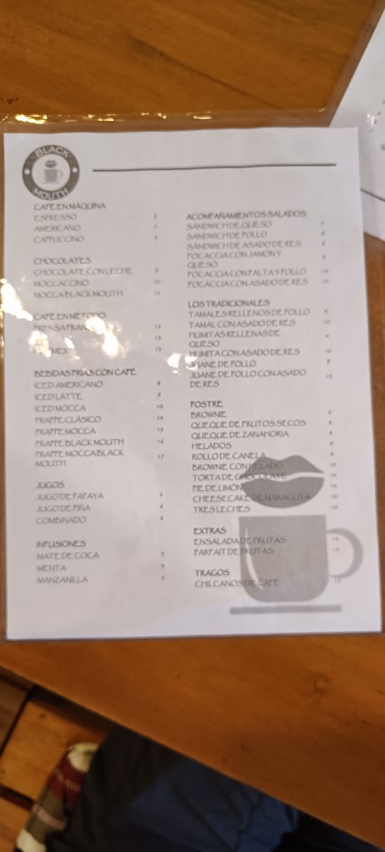 BLACK MOUTH ACADEMY COFFEE SHOP menu board