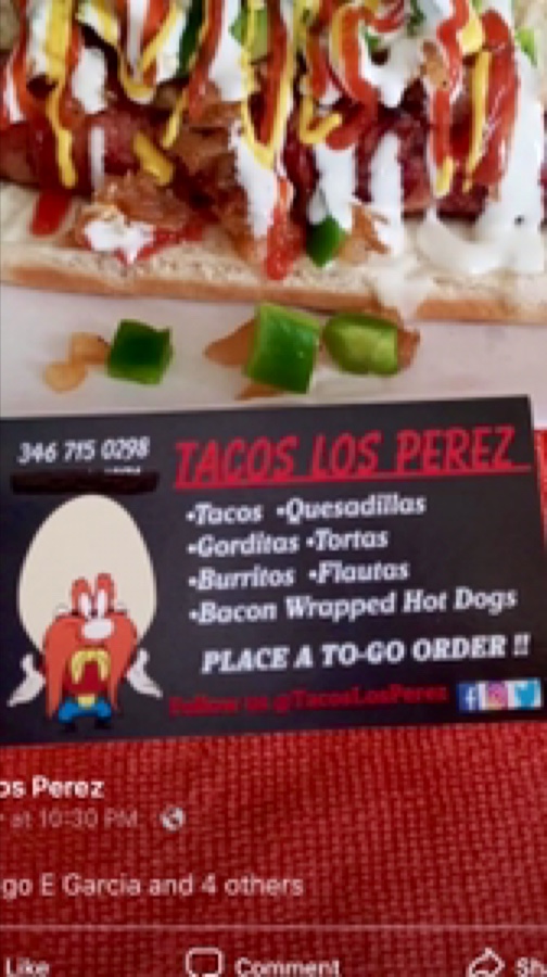 Tacos Los Perez menu board